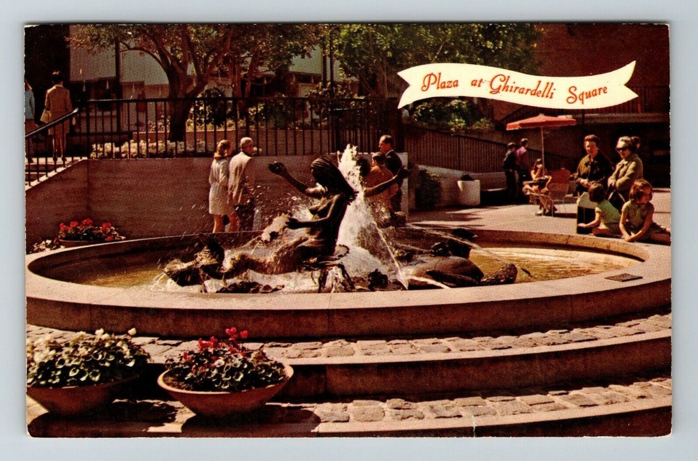 San Francisco CA-California, Plaza At Ghirardelli Square, Vintage Postcard