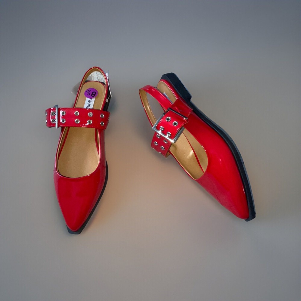 Steve Madden Flats Women’s Size 8.5 Smokee Patent Lipstick Red Buckle Slingback