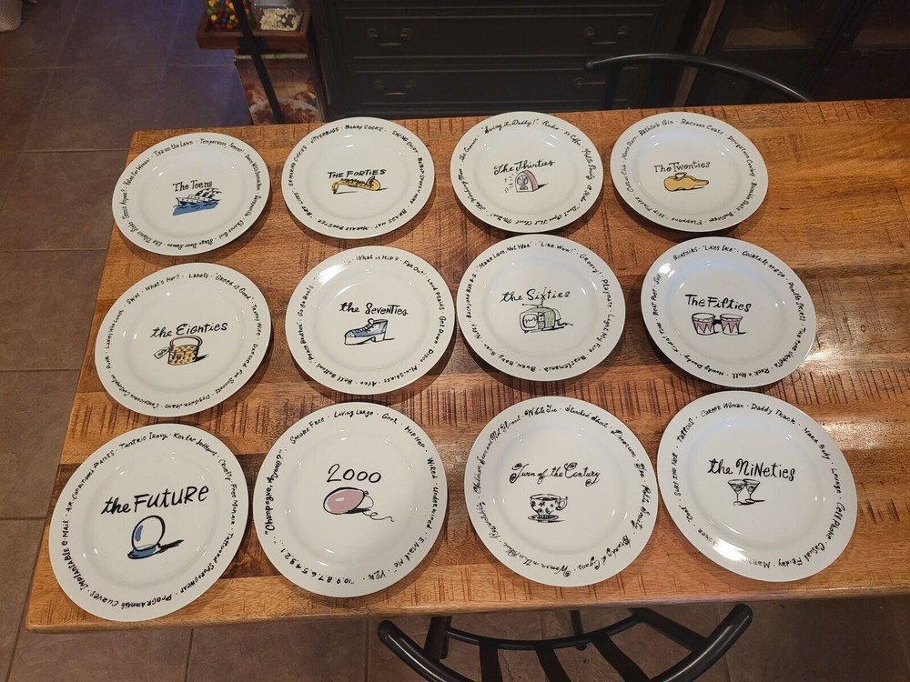 Pottery Barn Millennium Series Decades Plates Set of 12 Salad/Dessert