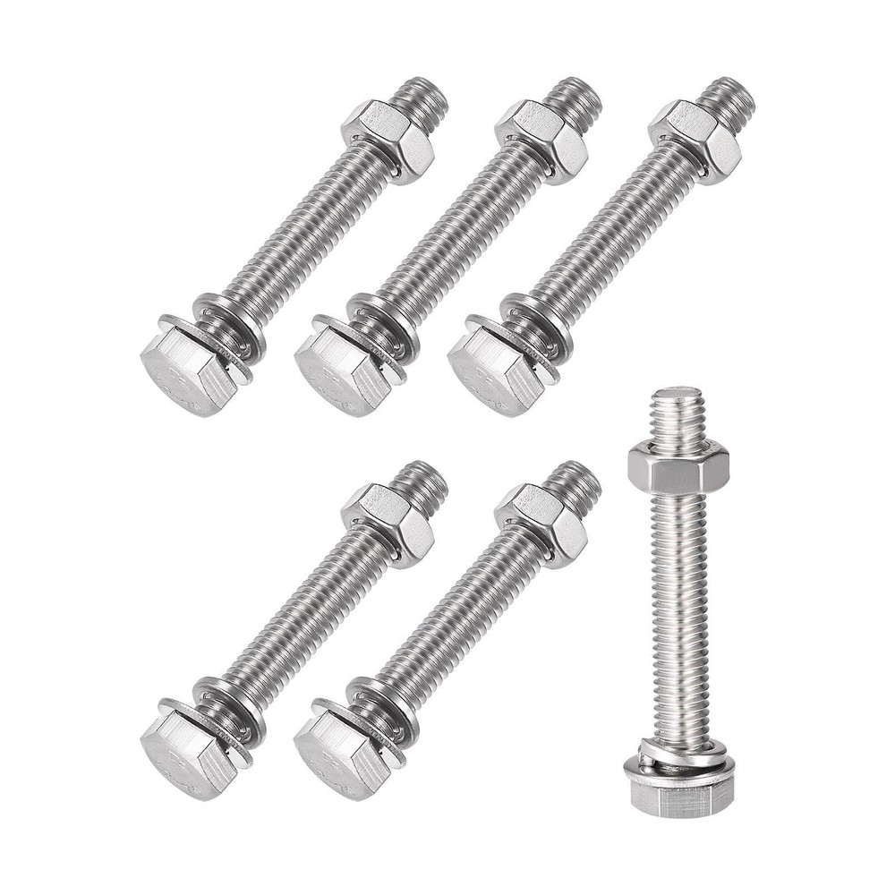 Hex Head Screws Bolts, Nuts, Flat & Lock Washers Kits (M8x50mm) 6Sets
