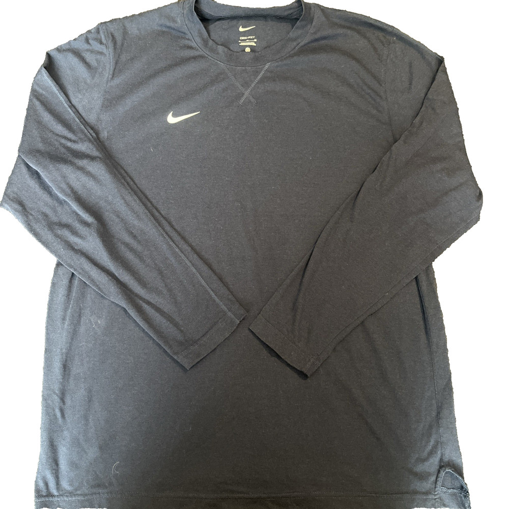 nike long sleeve top men's XL dri-fit uv coaches navy blue