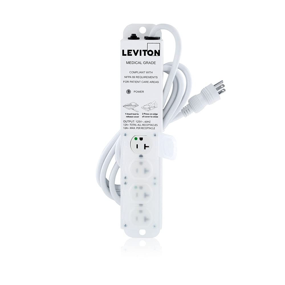 Medical Grade Surge Protective Power Strip, 20 Amps, 125 Volt, 4-Outlets, 7 F...