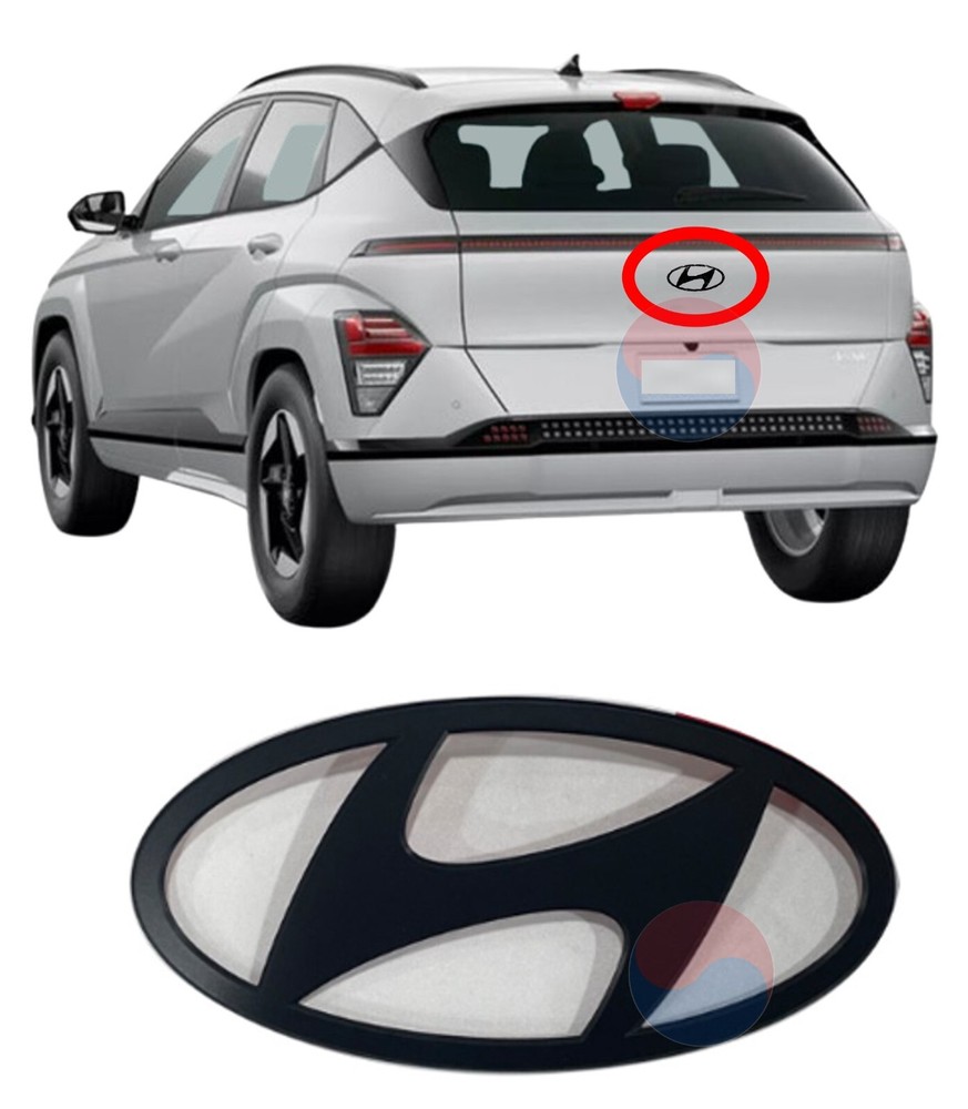 Genuine OEM Matte Black Rear Emblem Badge H Logo for Hyundai KONA EV 23~26+