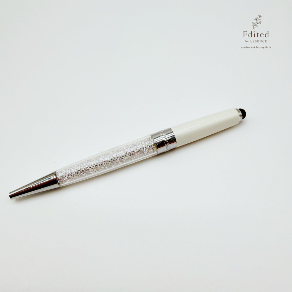Swarovski White Crystal Ballpoint Pen Silver Tone Stylus Very Good