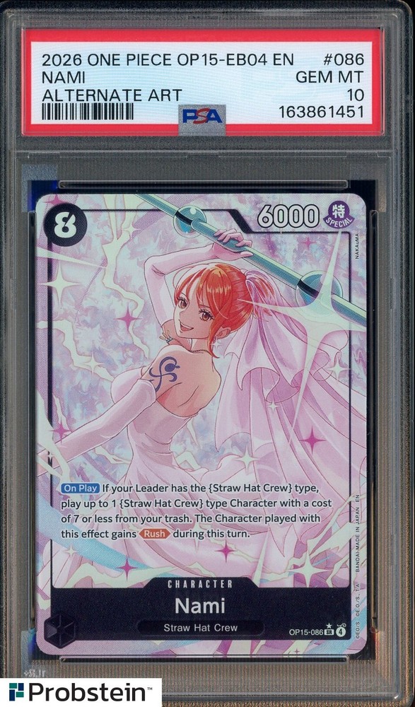 2026 One Piece OP15-EB04 EN Alternate Art #086 Nami PSA 10 GEM MINTPROBSTEIN is actively accepting consignments !!