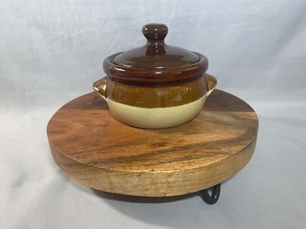 Vintage French Onion Soup/Chili Crock Bowl Stoneware with  Lid