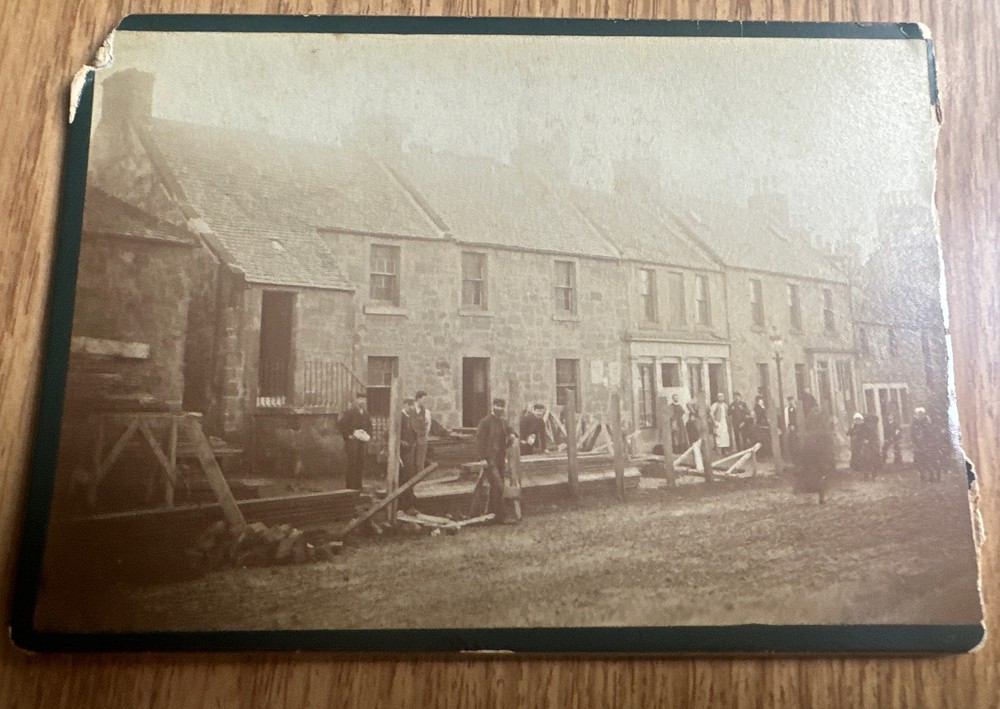 Mounted Photograph Homestead  or Warehouse  With Workers