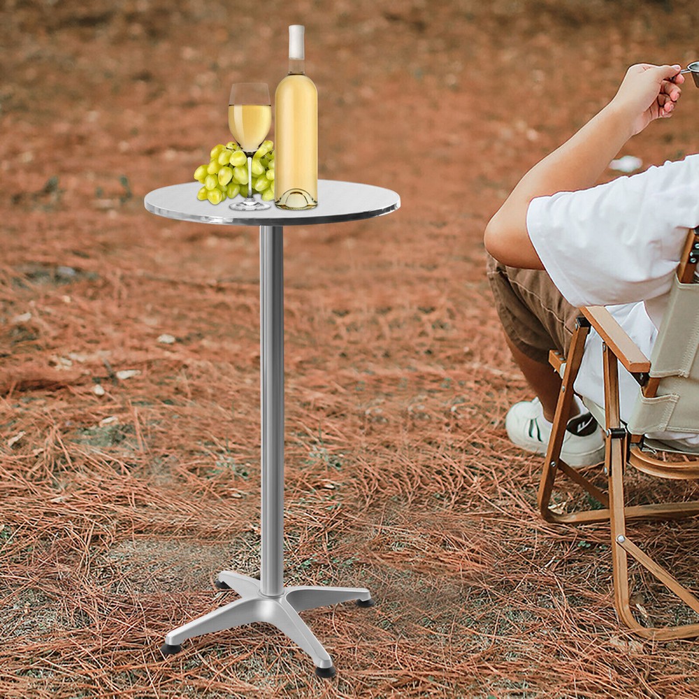 23.62-inch Adjustable Aluminum Bar Table with Flip-Up Top for Indoor or Outdoor Use