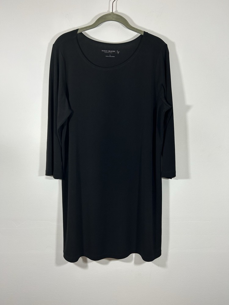 Susan Graver Women's Liquid Knit Scoop Neck Tunic Long Sleeve Pullover Size L