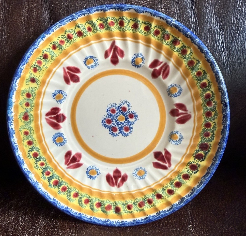 Henriot Quimper Hand Painted Floral Plate Multicolor Faience Art Pottery  7