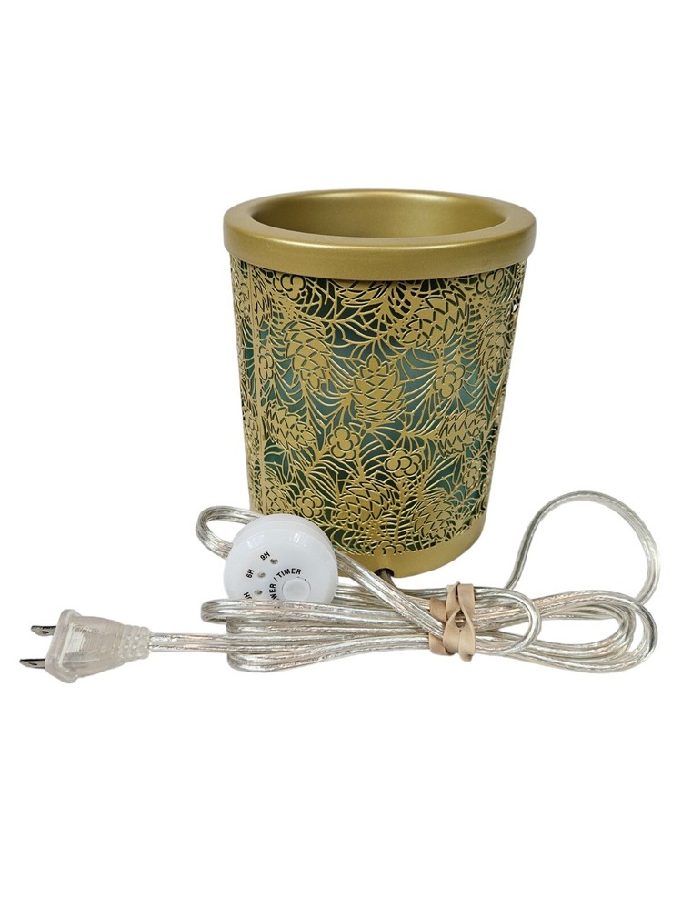 Yankee Candle Pinecone Glowing Wax Warmer Gold & Green Scenterpiece  