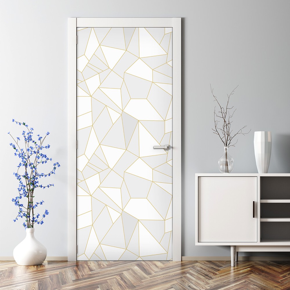 Light triangles Bubble Free light grey Door Decal Reusable self adhesive