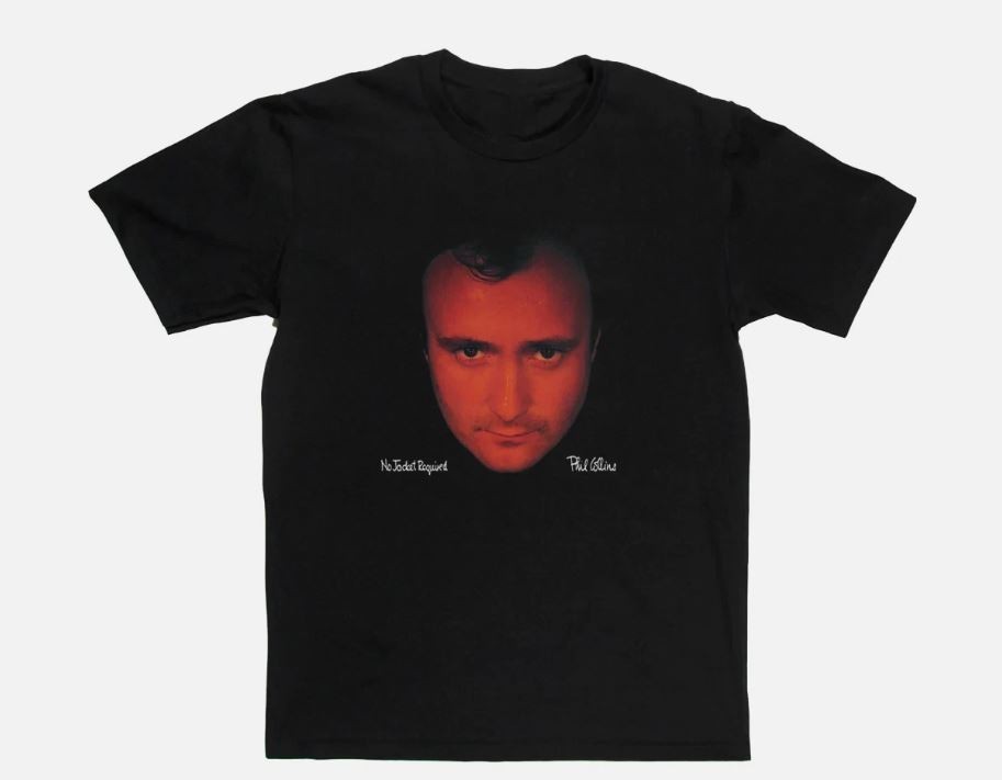 Vtg Phil Collins No Jacket Required Cotton Black S-5XL Unisex Shirt