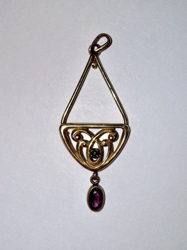 14k Gold Amethyst Victorian Lavalier Pendant