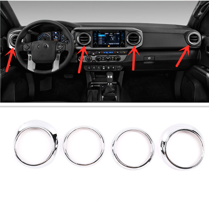2016-2023 Toyota Tacoma ABS Chrome Dashboard Air Vent Cover Trim-image