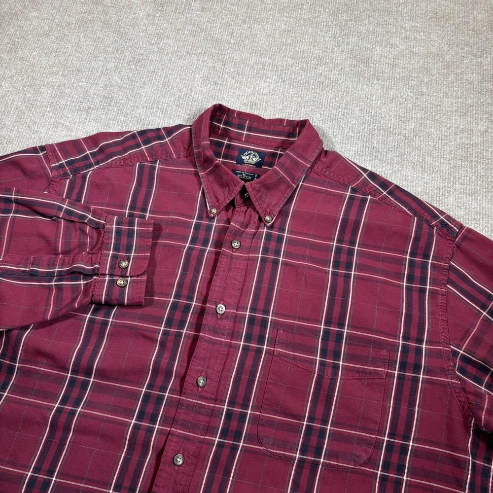 Vintage Dockers Shirt Mens XL Long Sleeve Button Down Red Plaid Pocket Dad