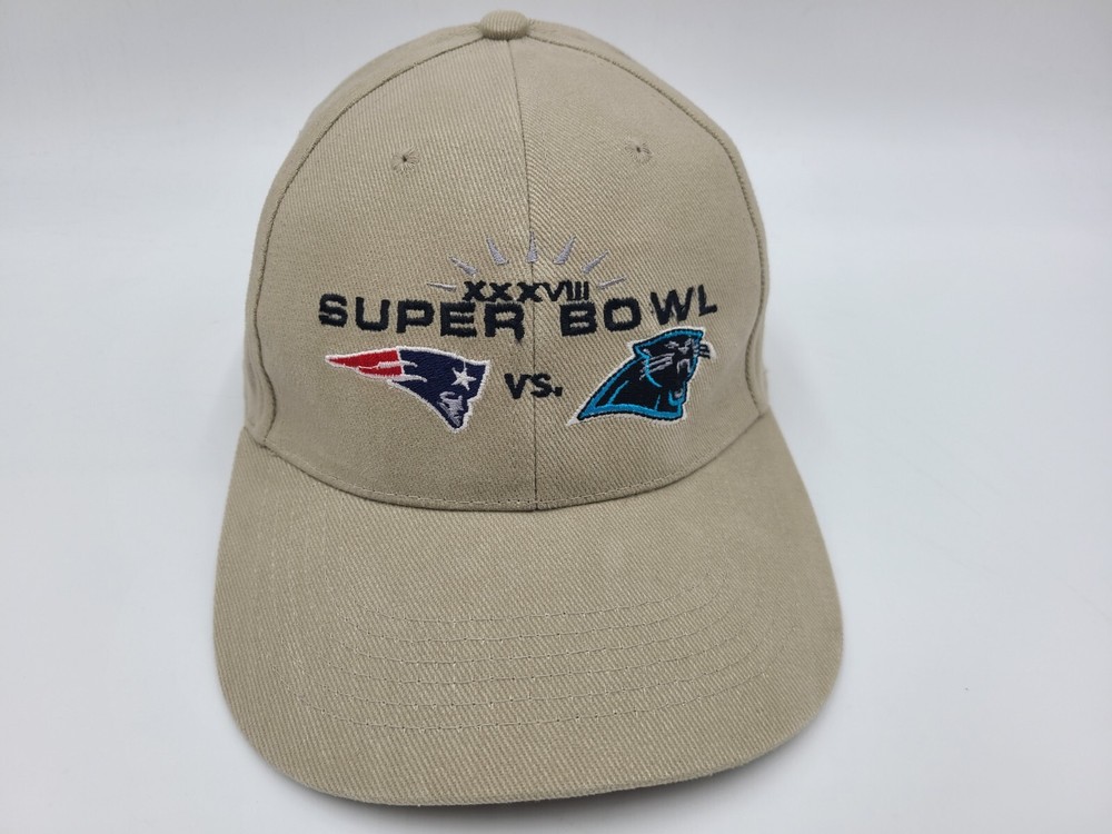 Vintage Super Bowl XXXVIII New England Patriots Carolina Panthers Hat Cap NFL