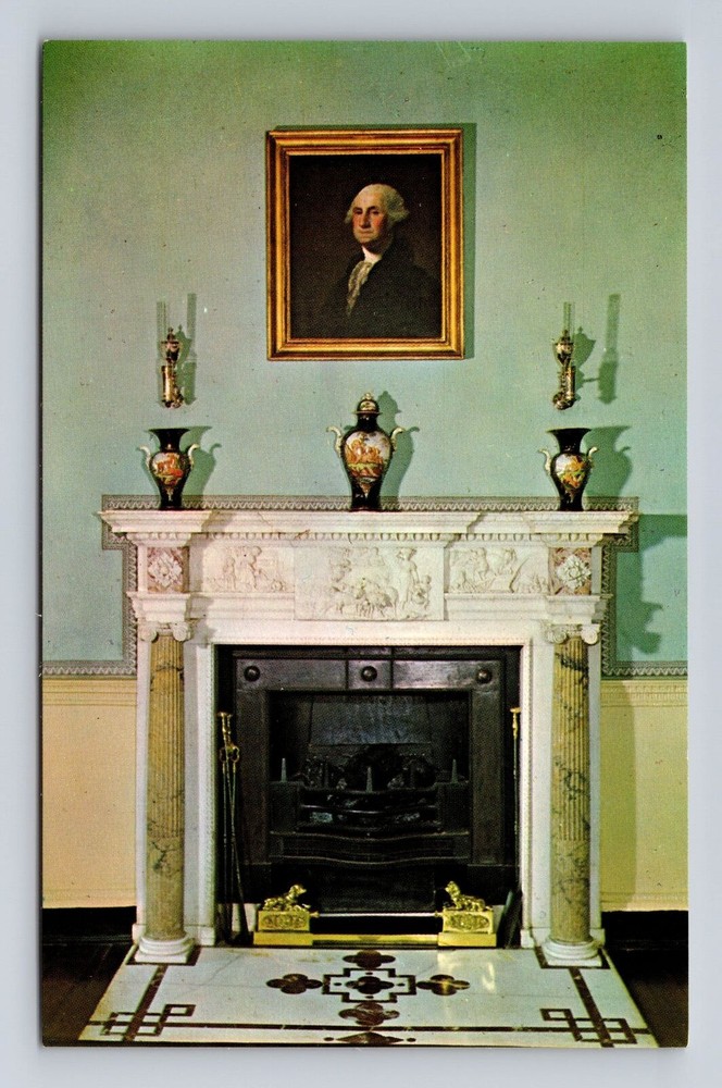 Mount Vernon VA-Virginia, Marble Mantel In Banquet Hall, Vintage Postcard