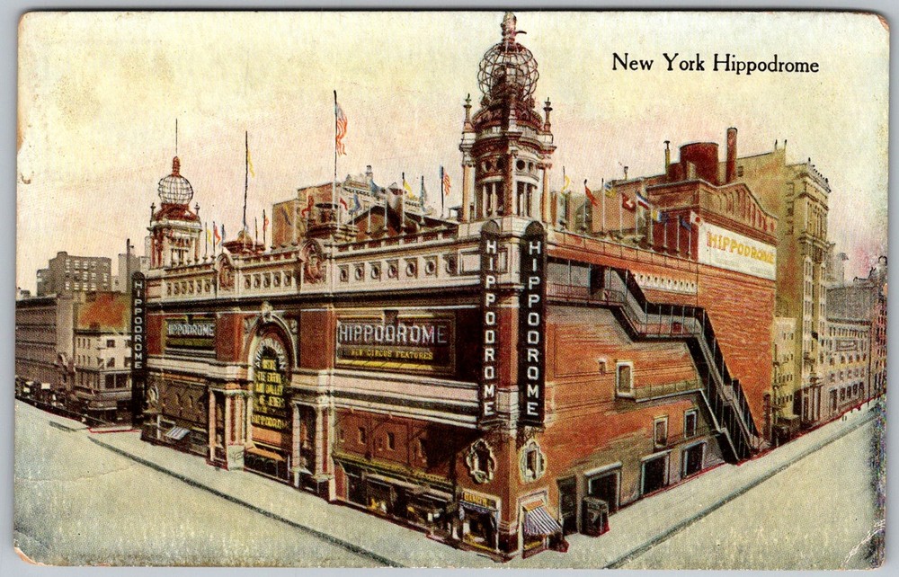 Antique Postcard Hippodrome Theatre Exterior New York, NY 1910s