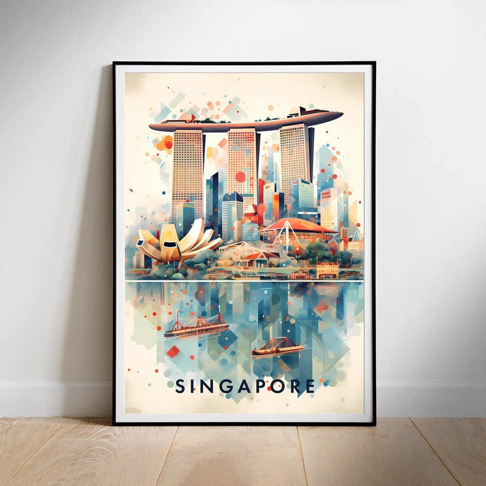 Singapore Travel Poster Wall Art Instant Hanging Decor New Home Gift