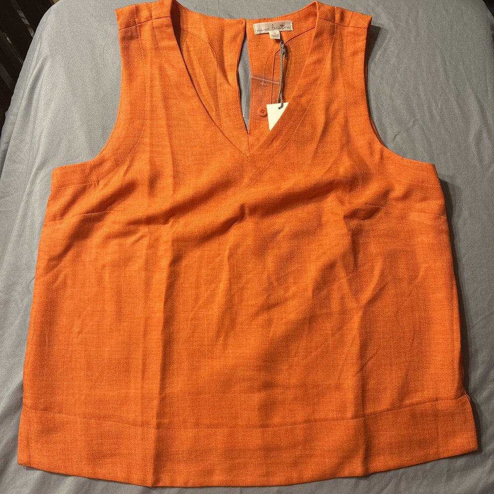 Stitch Fix Nine Britton Women's Halter Top Sleeveless V-Neck Orange Size Medium