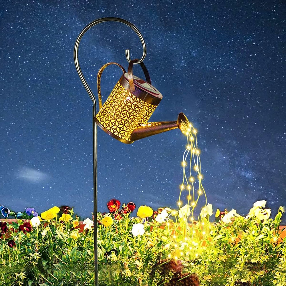 Star Shower Watering Can with Lights, Solar Lantern Outdoor Garden Decor Yard...