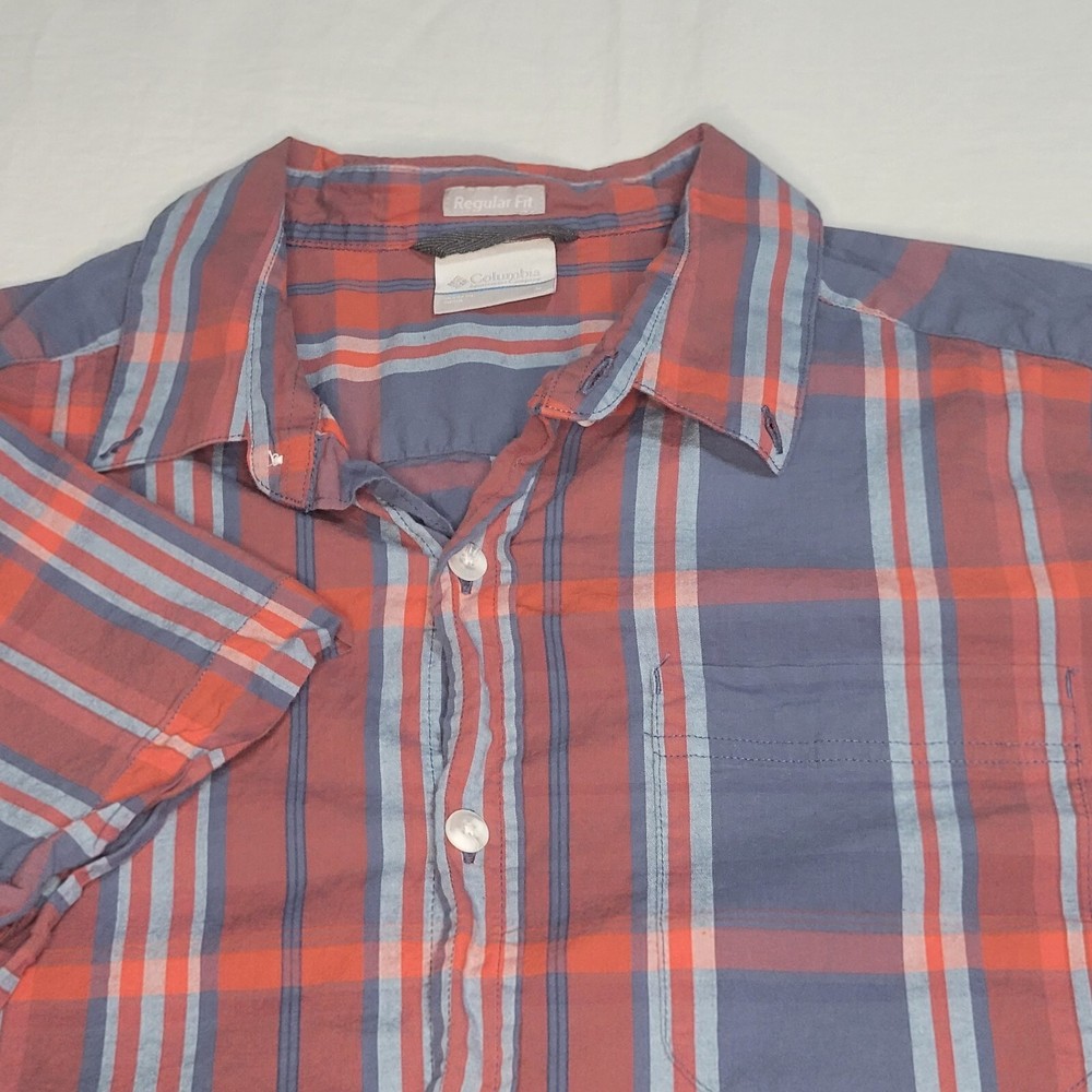 Columbia Shirt Button Down Short Sleeve Large Casual Regular Fit Collared