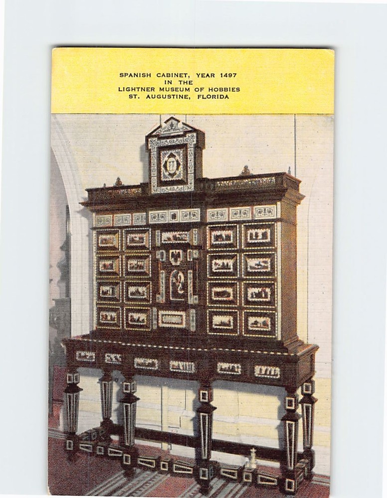 Postcard Spanish Cabinet Lightner Museum of Hobbies St. Augustine Florida USA