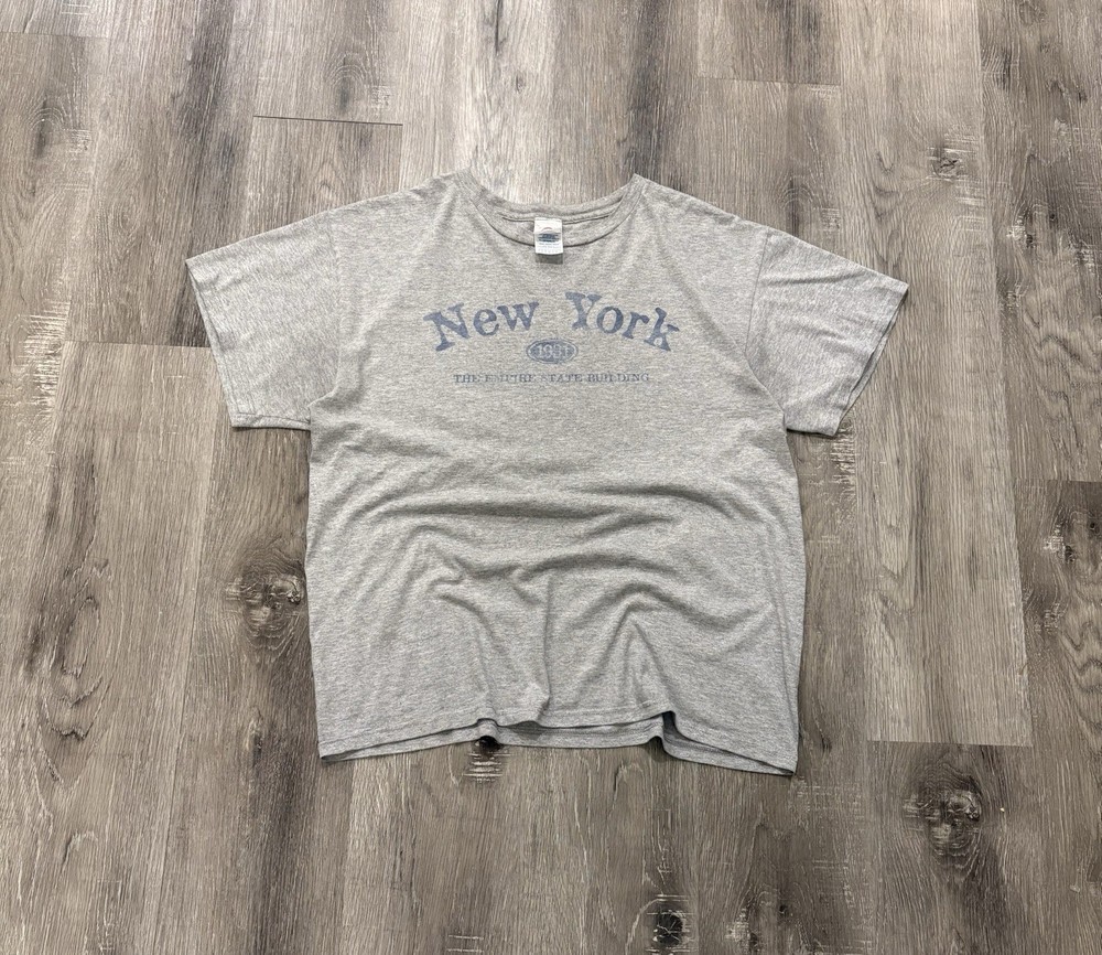 Vintage New York T Shirt Mens Large Grey Empire State Building Graphic USA Tee