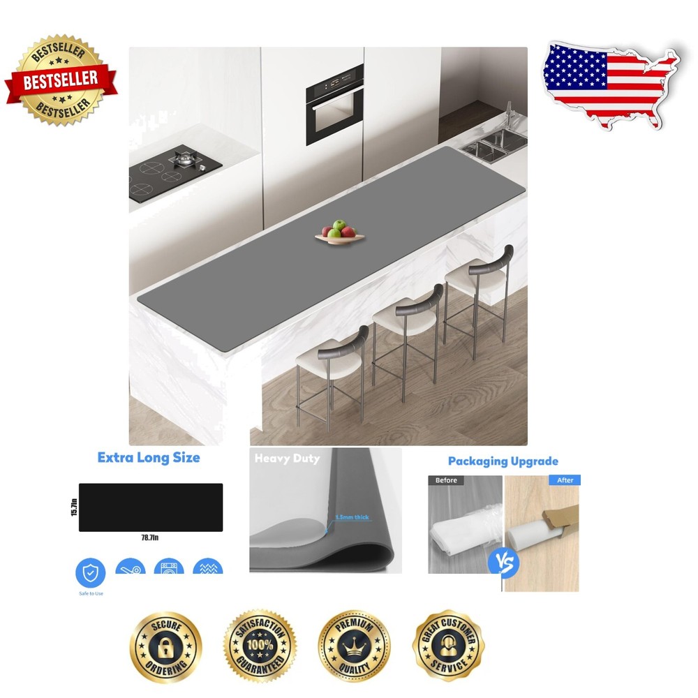 Nonslip Silicone Mat for Kitchen & Crafts - Extra Large 78.7