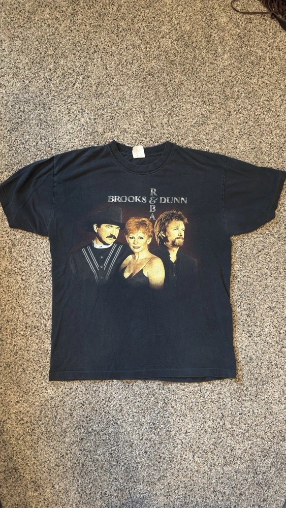 Vintage Brooks And Dunn Reba McEntire Tour 98 Mens L Black TShirt 1998 Y2K Tee