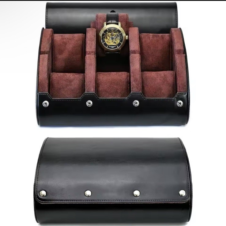 Luxury Genuine Leather Watch Roll 3-6 Travel Case Leather Display Storage Box