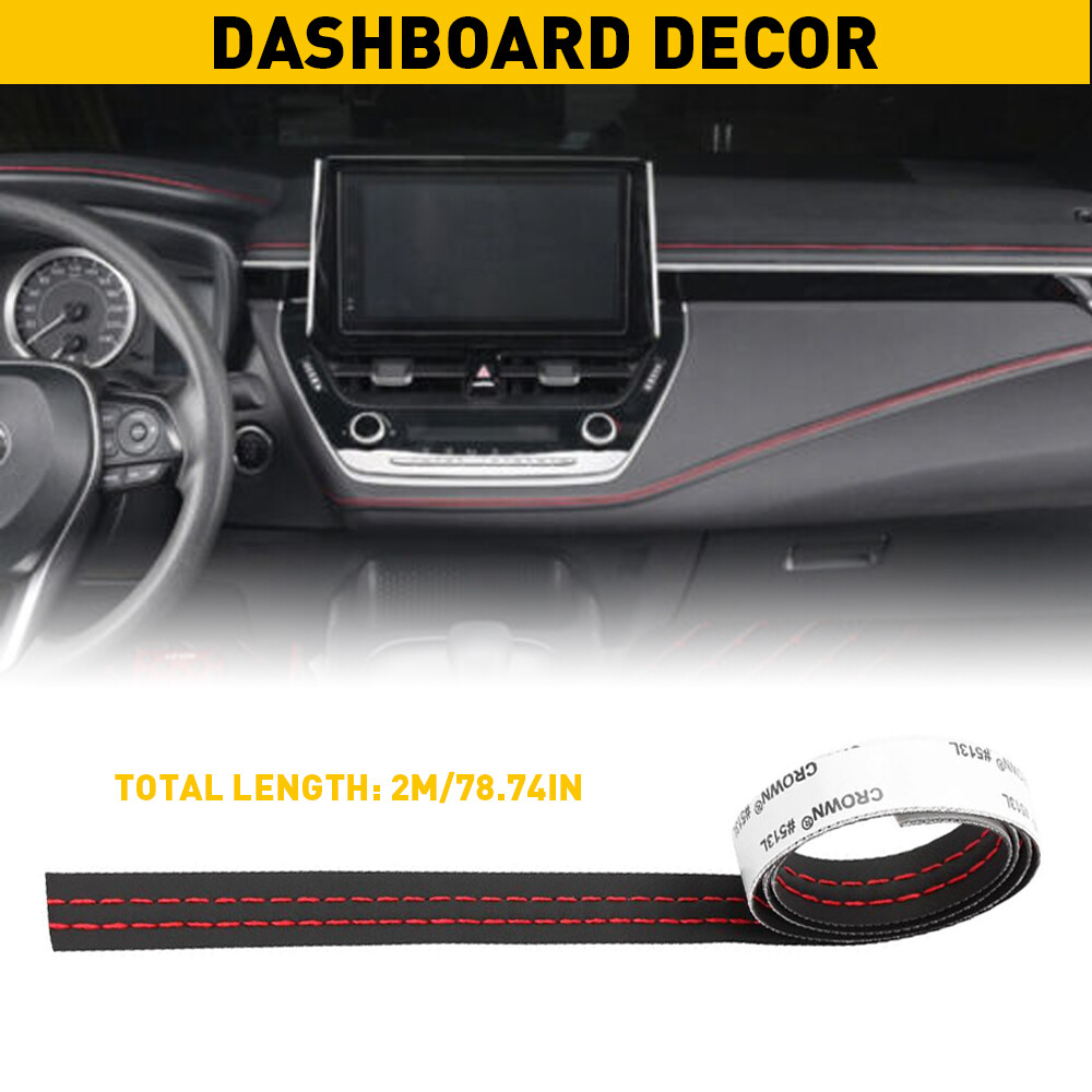 2M PU Leather Car Decor Dashboard Line Strip Sticker Trim Moulding Accessories