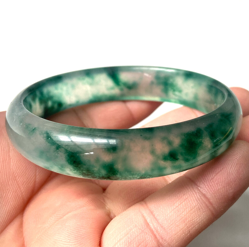 Certified Icy Green 60mm Natural A Jadeite Jade Bangle Bracelet