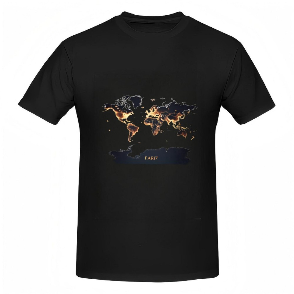 Stylish Cotton Short Sleeve T-Shirt for Women with Glowing World Map Design