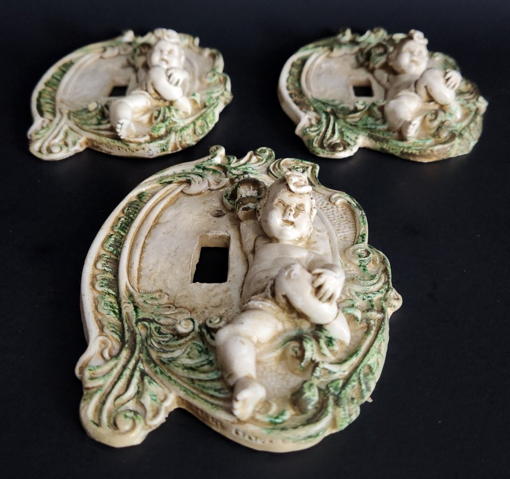 Vintage Cherub Light Switch Covers 3-D Style (Set Of 3) 6