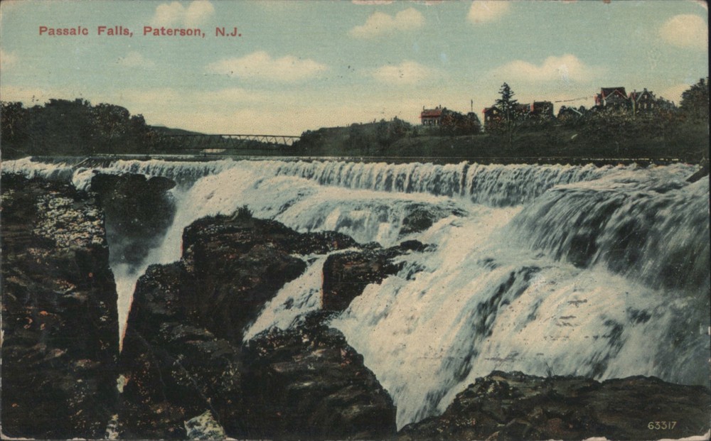 Paterson, New Jersey NJ Passaic Falls 1911 Original Vintage Postcard