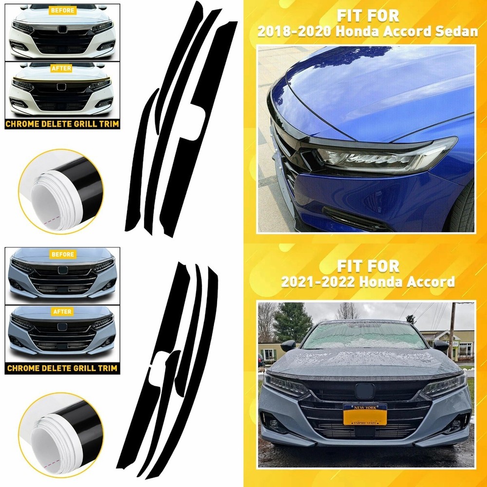 For Honda Front 2018-20/21-2022 Accord Grille Blackout Delete Precut Vinyl Trim