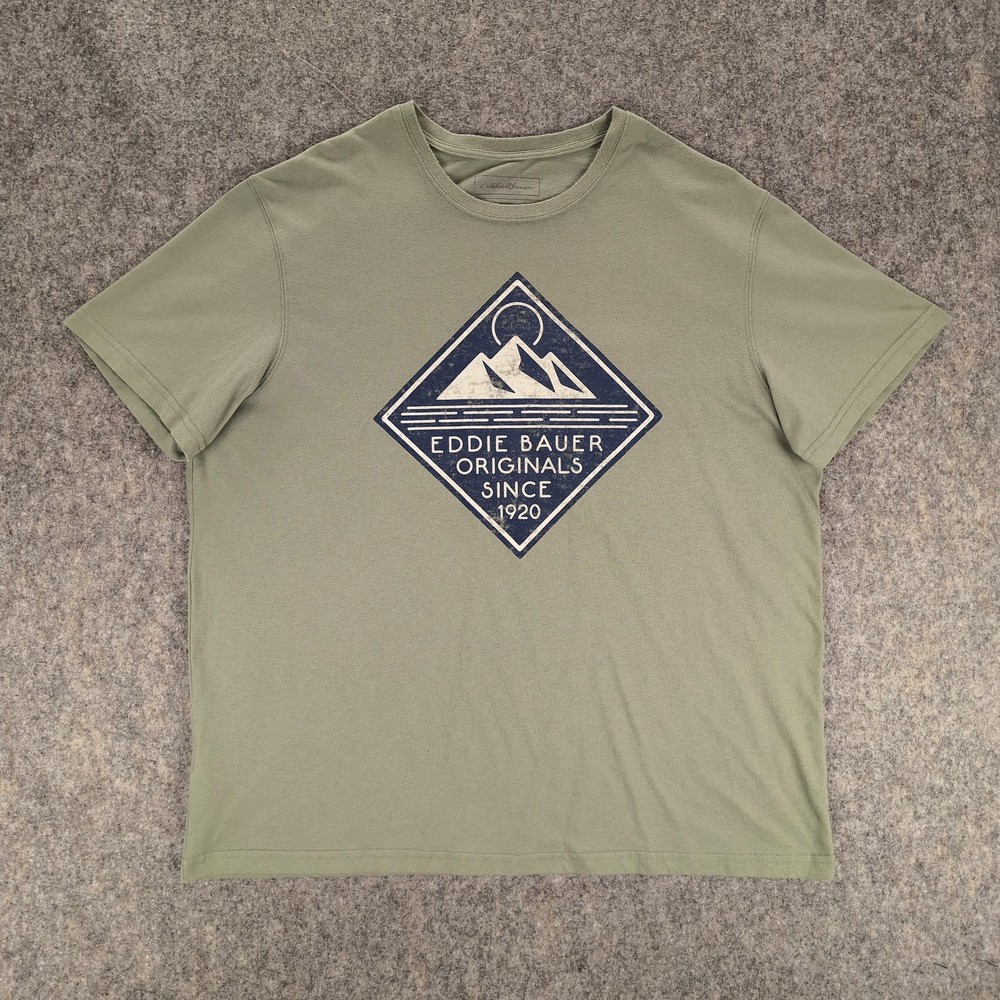 Eddie Bauer Shirt Mens XL Green Originals Mountain Graphic Tee Outdoor Casual