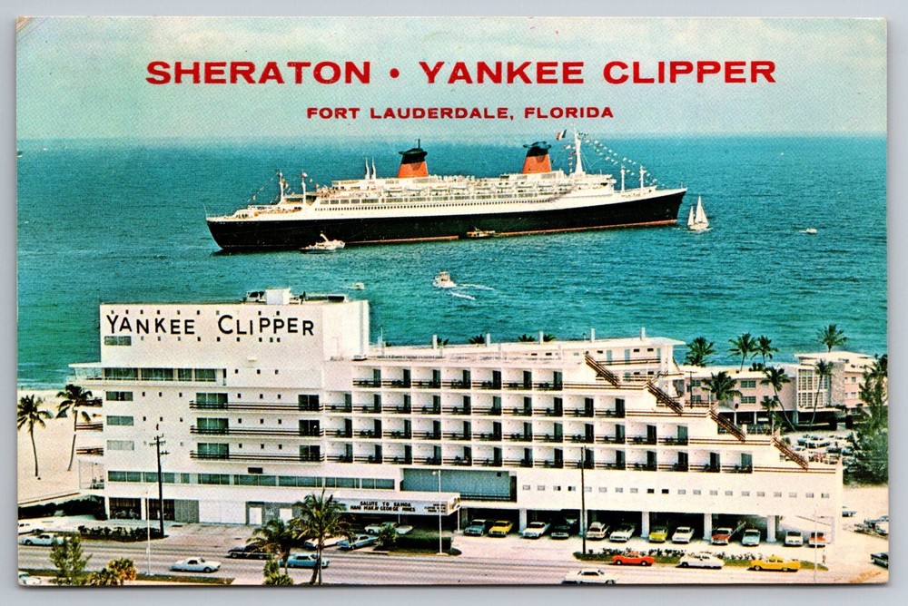 C1960 Sheraton Yankee Clipper Hotel Ocean Liner Fort Lauderdale FL Postcard