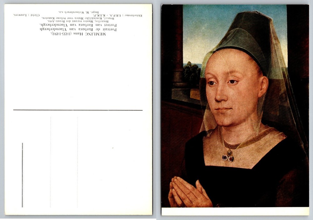 Hans Memling Portrait of Barbara van Vlaenderbergh Art Postcard Brussels