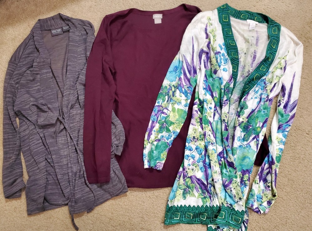 Chicos Womens Size 1 Lot of Sweaters and 3/4 Sleeve Top Cardigan Covers