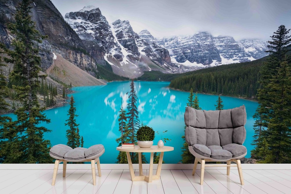 3D Mountain Forest Lake Landscape Wall Murals Wallpaper Murals Wall Sticker