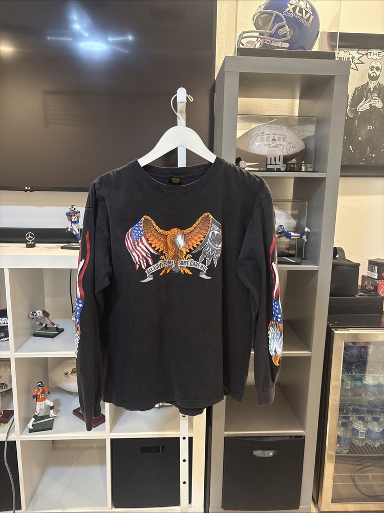 *RARE* Vintage Y2K 2004 Some Gave All Eagle Hot Leathers Biker Long Sleeve Tee