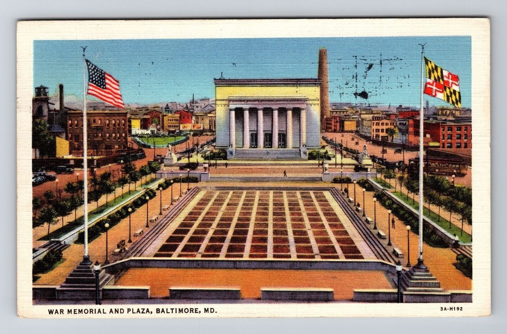 Baltimore MD-Maryland, War Memorial & Plaza, Vintage Postcard