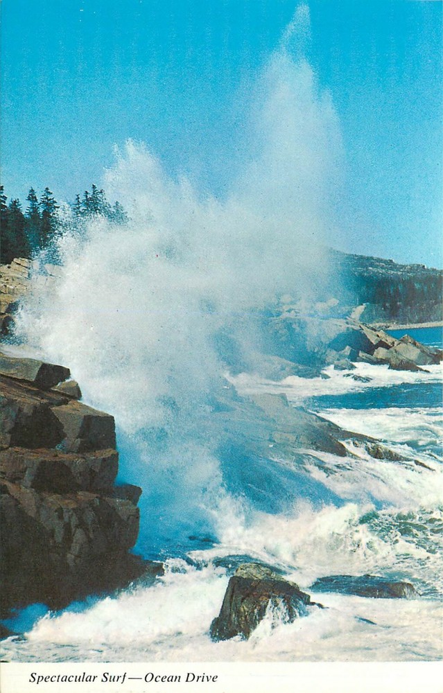Surf Along Ocean Drive Acadia National Park Maine ME Postcard-image