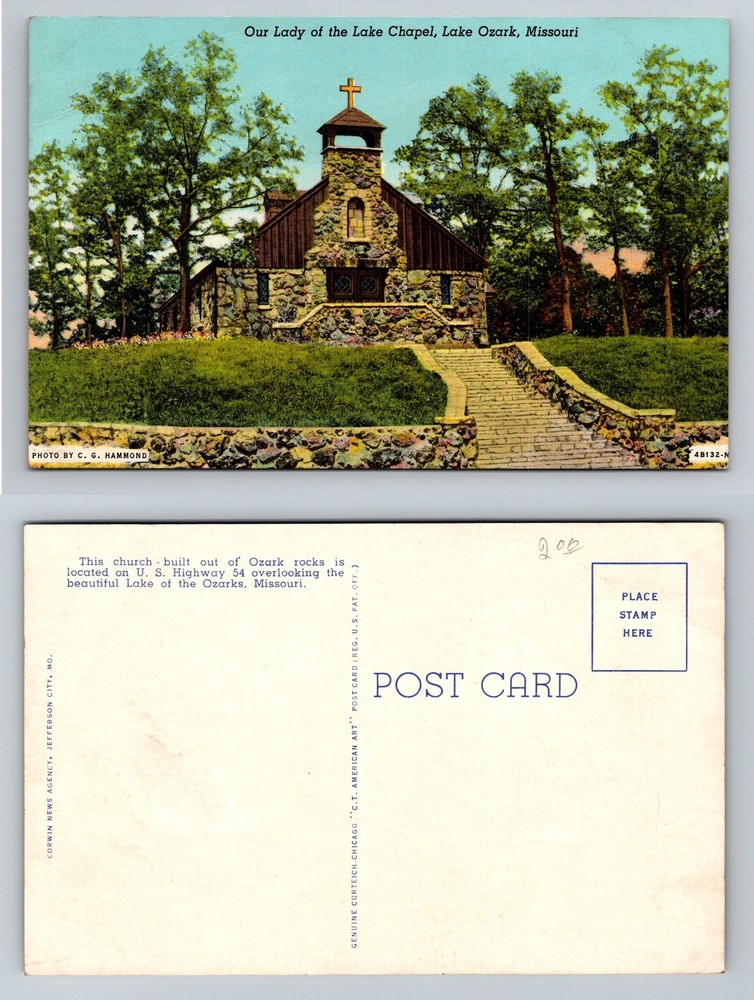 Lake Ozark, MO-Missouri, Our Lady of the Lake Stone Chapel Vintage Postcard