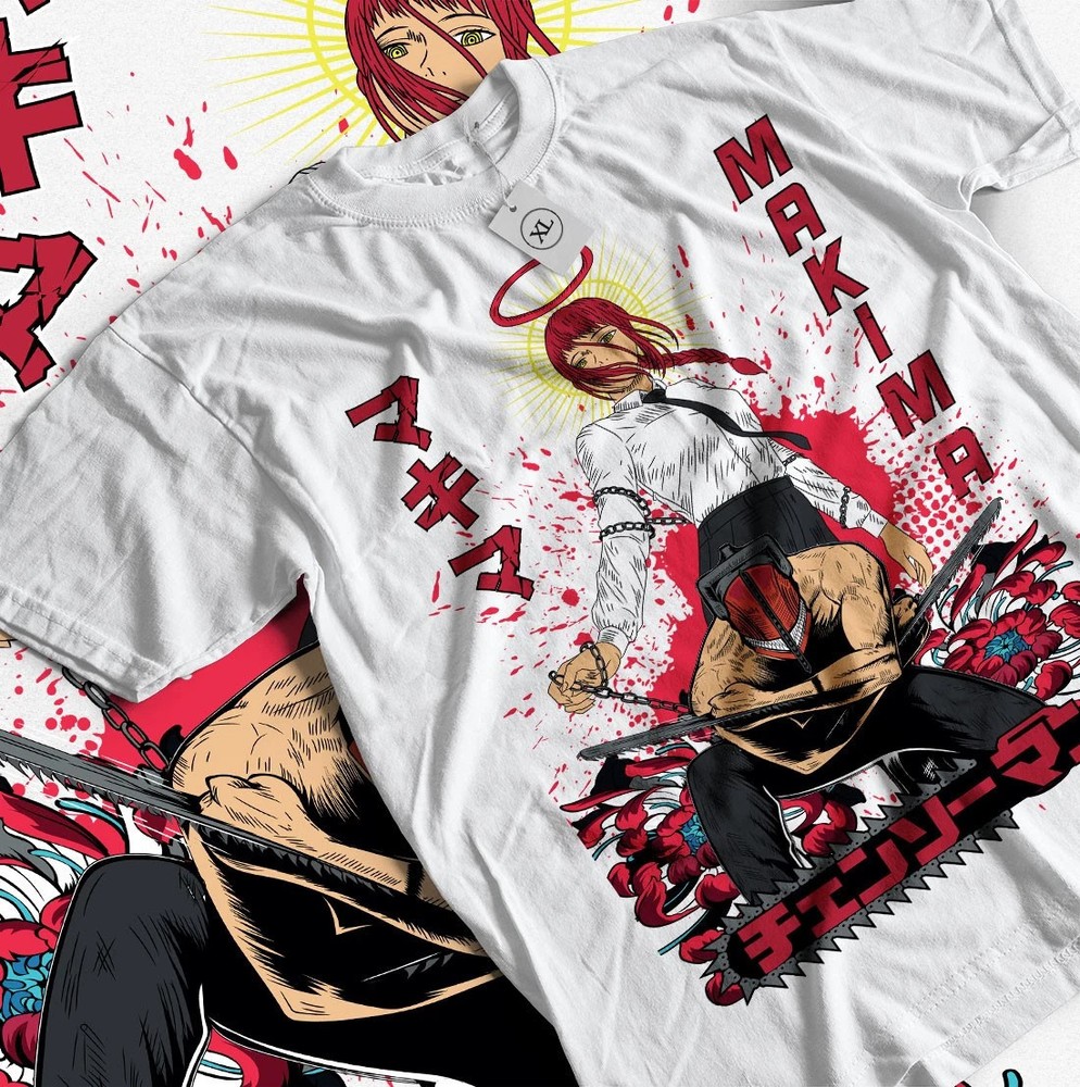 Chainsaw Man Makima T-Shirt Asa Aki Anime Denji Shirt Power Tshirt All Size#37