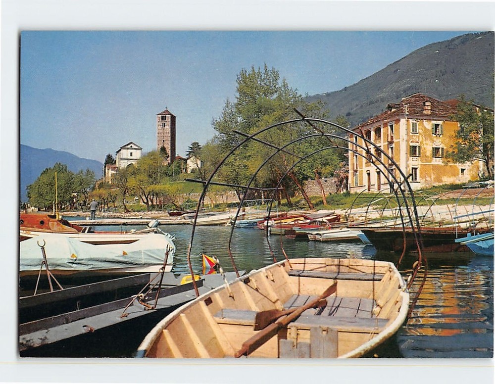 Postcard Locarno Rivapiana Ticino Italy Switzerland Fishermen Harbor Lake View