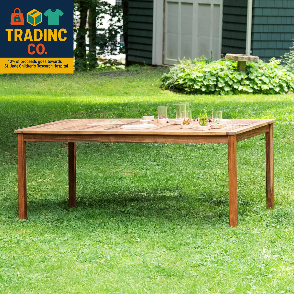 Acadia Kids Outdoor Table - Acacia Wood Long Activity Desk for Outdoor Classroom-image